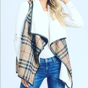 Plaid fur lined vest